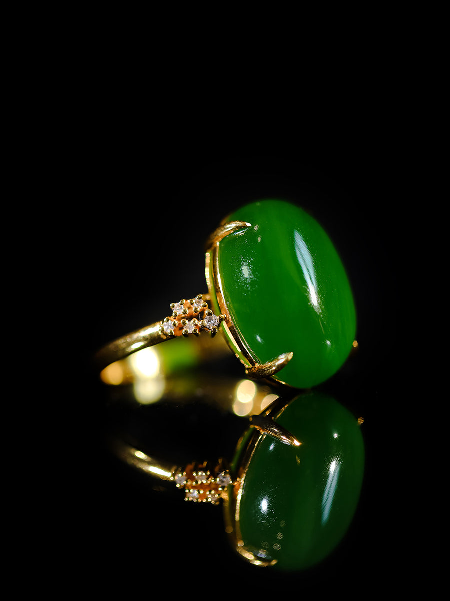 Green Pure Chinese Fine Hetian Jade Ring