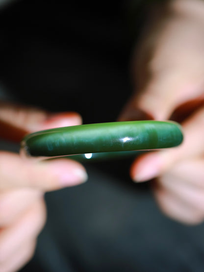 Graceful Dark Green Chinese Antique Hetian Jade Bracelet